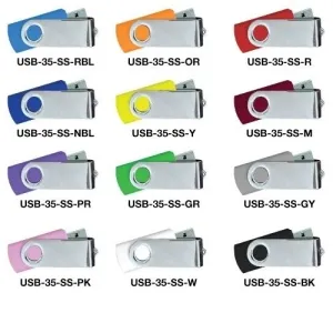 USB FLASH DRIVES MIRROR SHINY SILVER SWIVEL 32GB